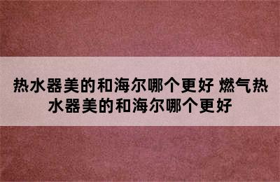 热水器美的和海尔哪个更好 燃气热水器美的和海尔哪个更好